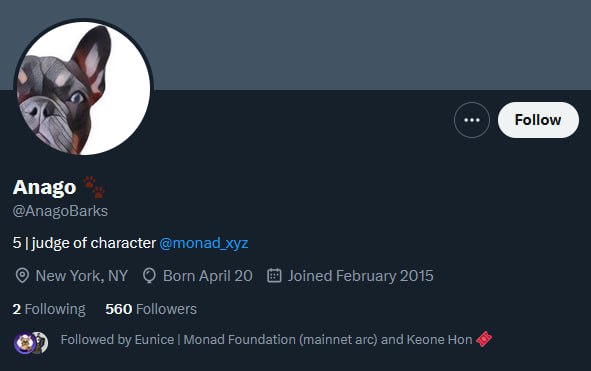 Anago's Twitter profile